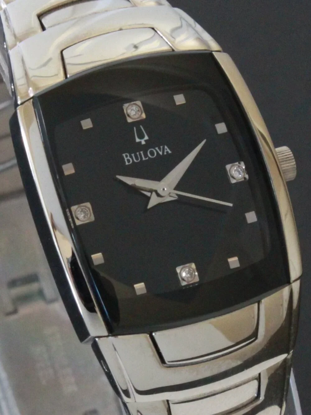 Bulova Ladies Classic Tonneau Style Quartz Watch Diamond Indices Black Dial 21mm - Picture 8 of 14